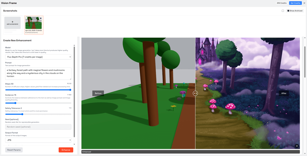 Vision Frame AI Image Generator in Greybox